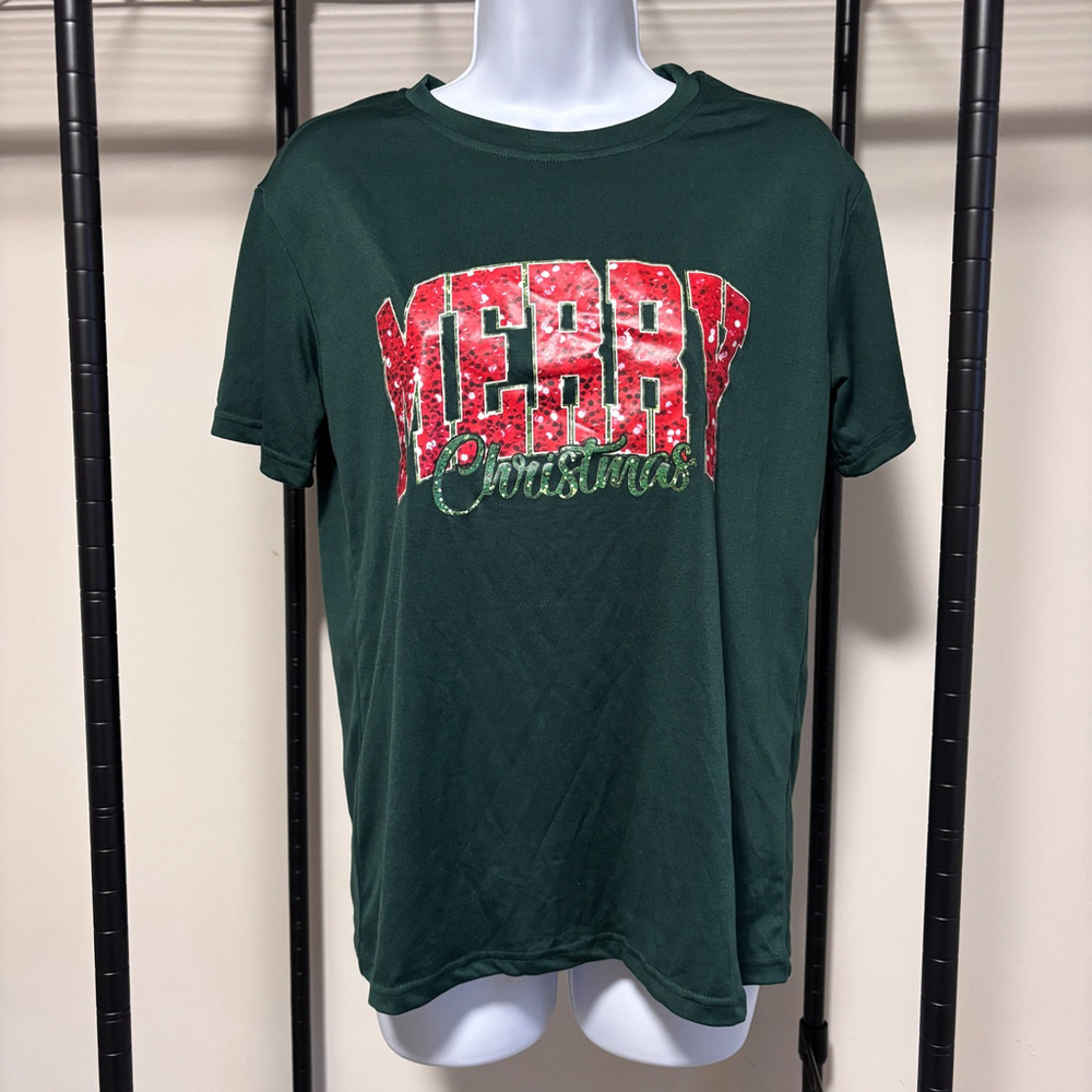 SHEIN Women's Size Small Green 'Merry Christmas' Graphic T-Shirt NWT